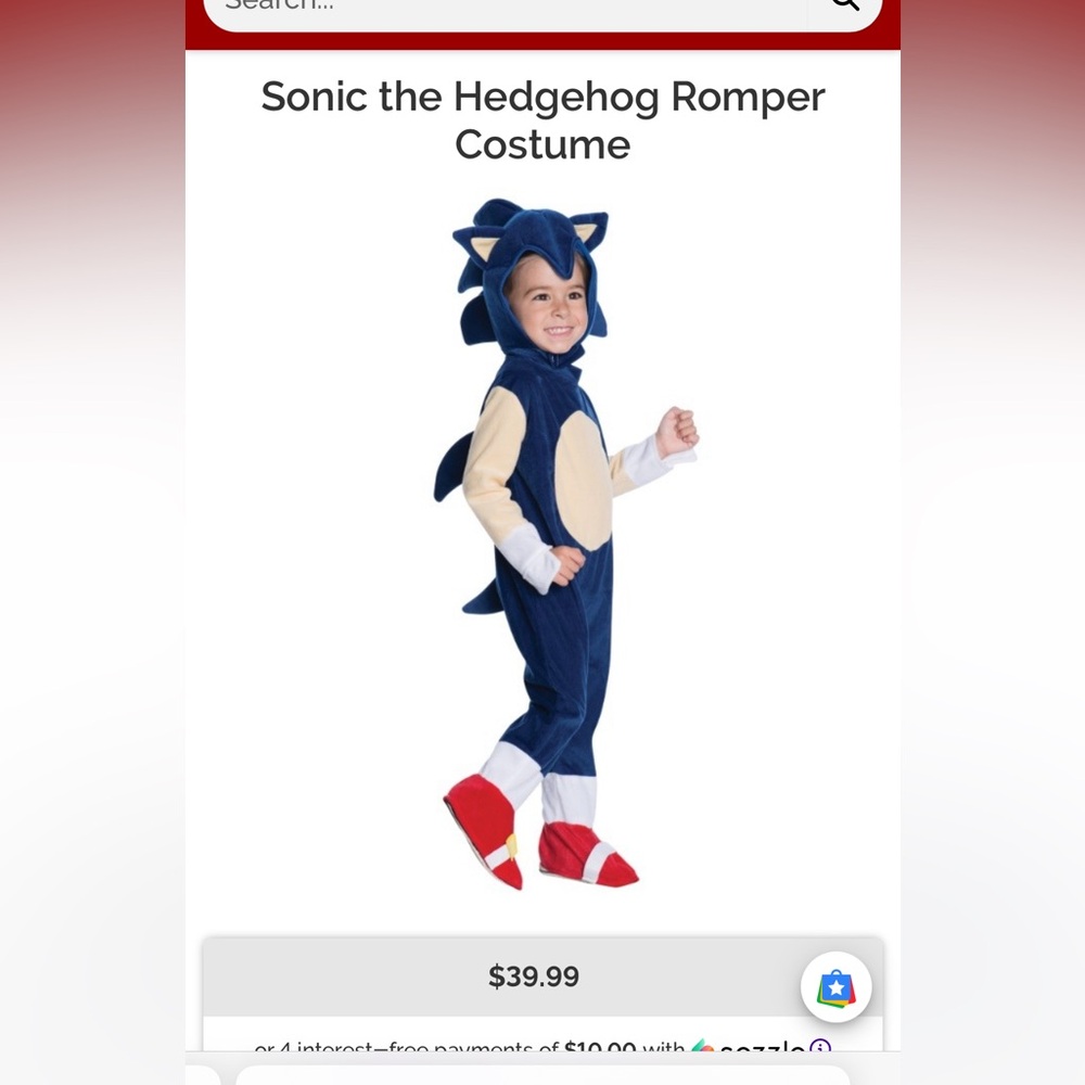 Kids Blue Sonic the Hedgehog Romper Costume